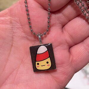 (2/$12,4/$20) Candy Corn Scrabble Necklace